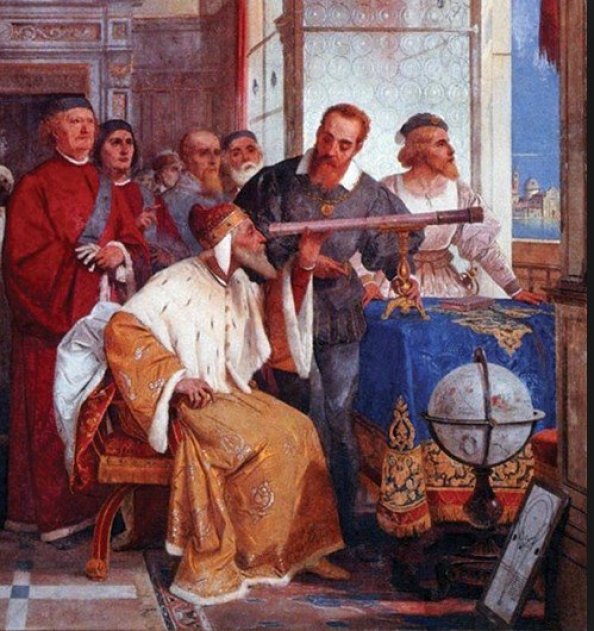 Galileo mostra l'uso del cannocchiale al doge di Venezia Leonardo Donà